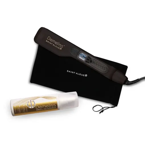 TITANIUM BLACK uređaj za ravnanje kose na paru + termo-zaštitni sprej za zaglađivanje 200ml