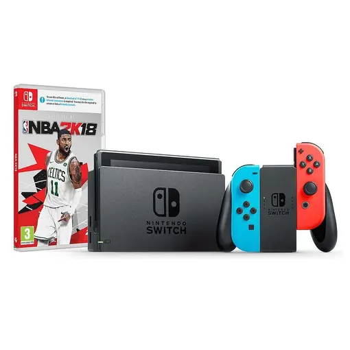 Nintendo Switch Console - Red & Blue Joy-Con + NBA 2K18 Switch