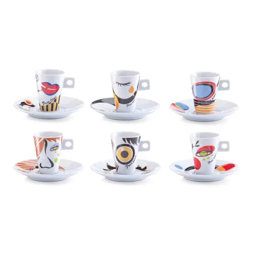 set porculanskih šalica za espresso “Faces“ - 12 kom