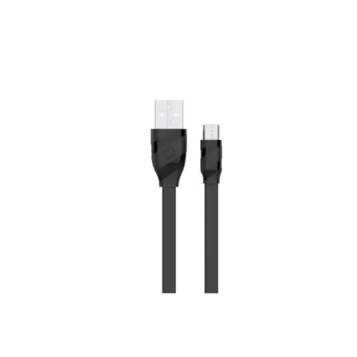 kabel USB/microUSB, plosnati kabel, 1.2m, crni