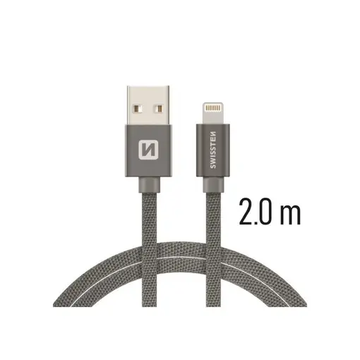 kabel USB/Lightning, platneni, 2m, sivi
