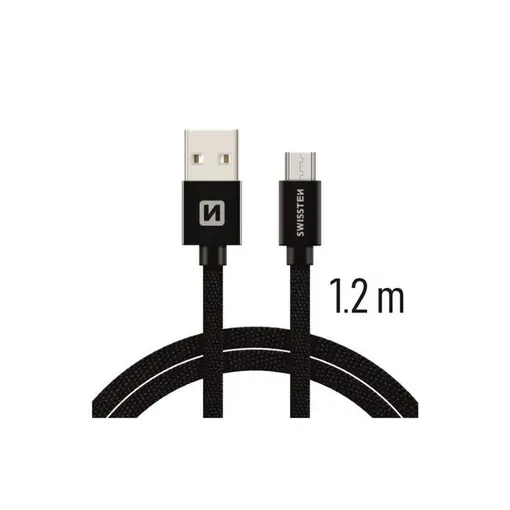 kabel USB/microUSB, platneni, 1.2m, crni