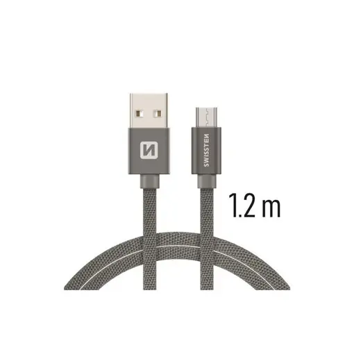 kabel USB/microUSB, platneni, 1.2m, sivi