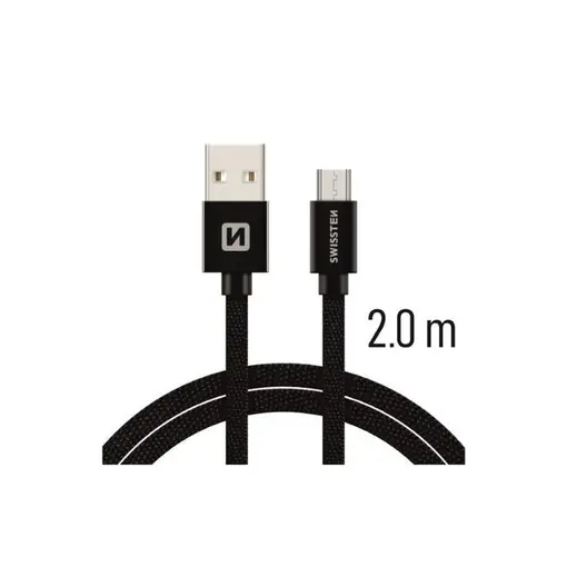 kabel USB/microUSB, platneni, 2m, crni
