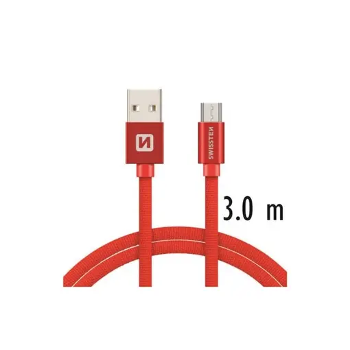 kabel USB/microUSB, platneni, 3m, crveni