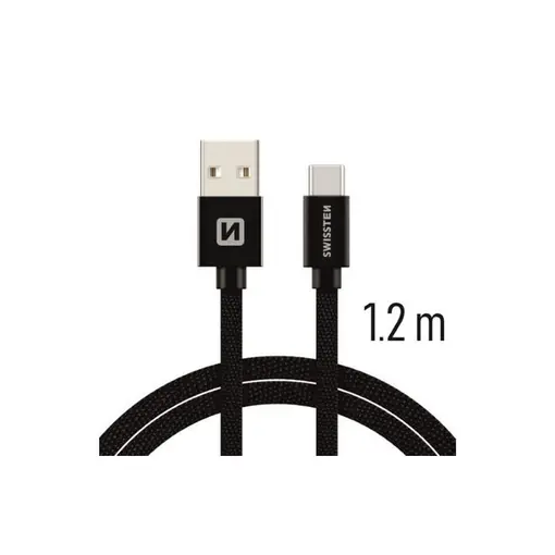 kabel USB/USB-C, platneni, 1.2m, crni