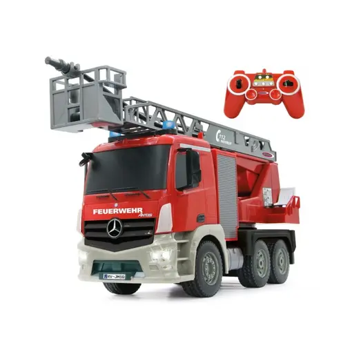 kamion na daljinsko upravljanje, vatrogasni Mercedes Arocs, crveni 1:20
