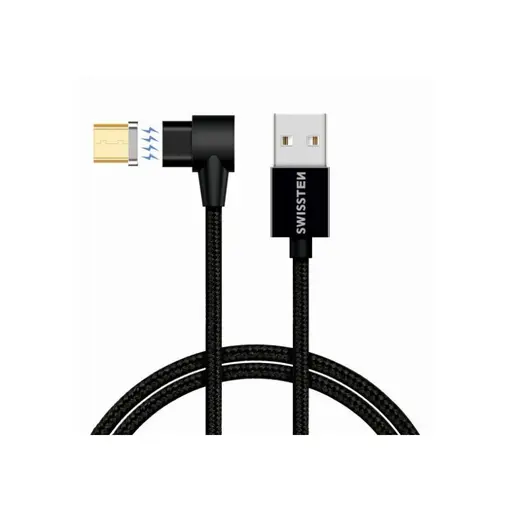 kabel USB/microUSB, Arcade, magnetski, platneni, 1.2m, 3A, crni