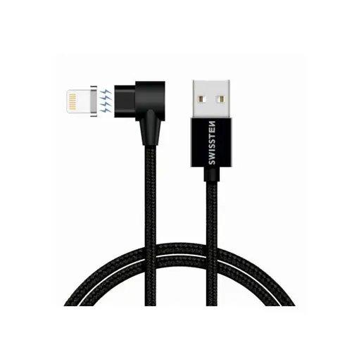 kabel USB/Lightning, Arcade, magnetski, platneni, 1.2m, 3A, crni