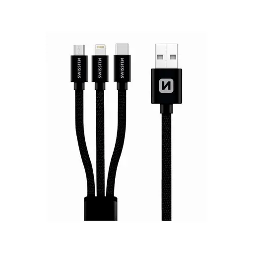 kabel 3u1 microUSB/USB-C/Lightning (MFi), platneni