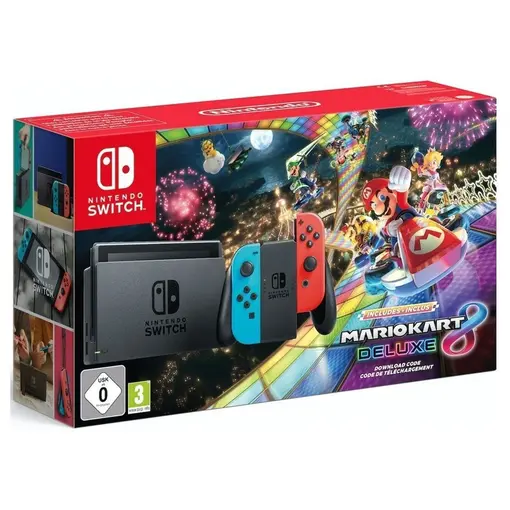 Switch Console - Red & Blue Joy-Con + Mario Kart 8 Deluxe digital game