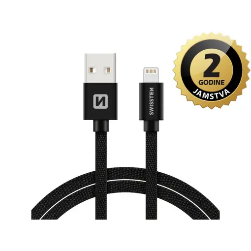 kabel USB/Lightning, platneni, 3A, 3m