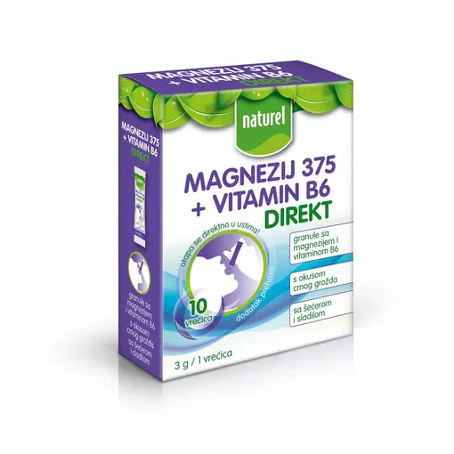 magnezij 375+vitamin B6 Direkt, 30 g (10 x3g)