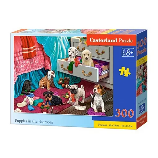 puzzle 300 komada psići u spavaćoj sobi