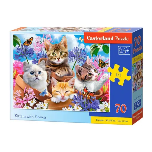 puzzle 70 komada mačke sa cvijećem