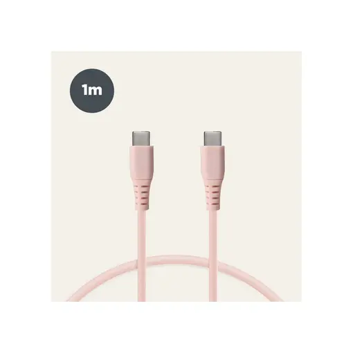 kabel za prijenos podataka, Soft, USB-C na USB-C, 1.0m, rozi