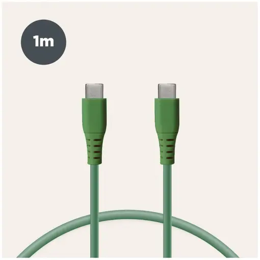 kabel za prijenos podataka, Soft, USB-C na USB-C, 1.0m, zeleni