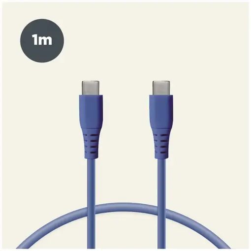 kabel za prijenos podataka, Soft, USB-C na USB-C, 1.0m, plavi