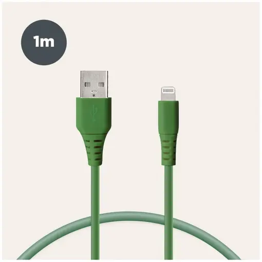 kabel za prijenos podataka, Soft, USB-A na lightning, 1.0m, zeleni