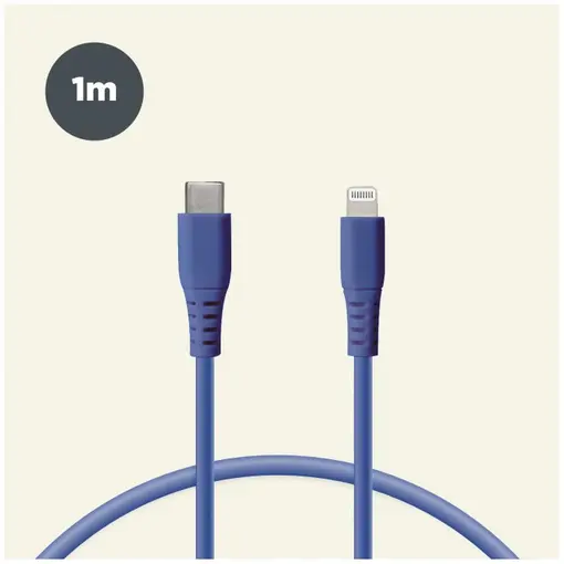 kabel za prijenos podataka, Soft, USB-C na lightning, 1.0m, plavi