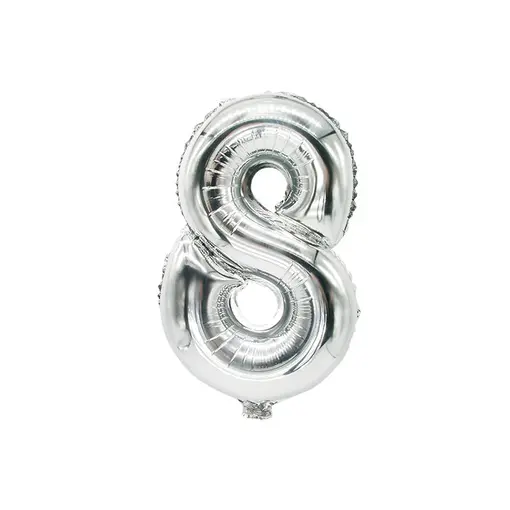 balon srebrni 35x20cm - broj 8