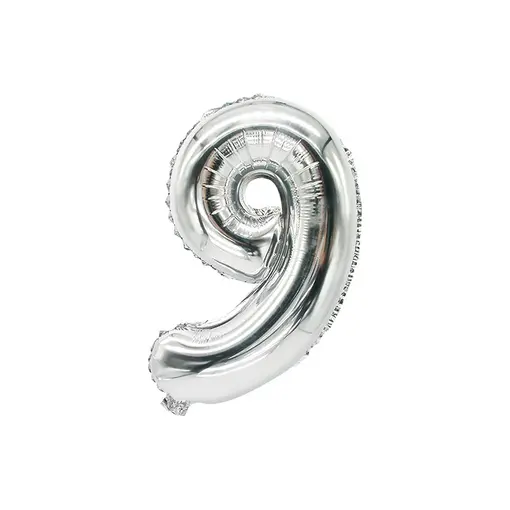 balon srebrni 35x20cm - broj 9
