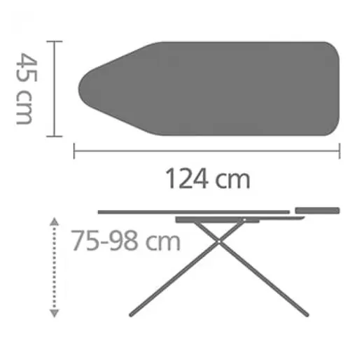 daska za glačanje C, 124 x 45 cm, traper crna