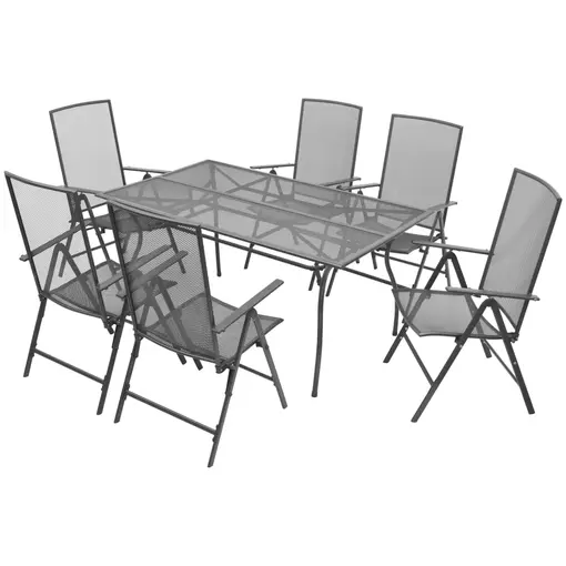 7-dijelni vrtni blagovaonski set sa sklopivim stolicama, čelik