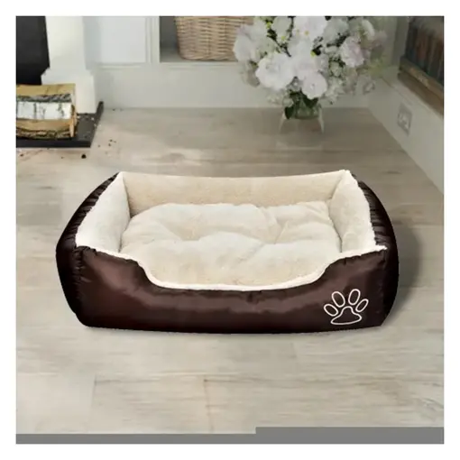 Krevet za pse s podstavljenim jastukom, smeđa i bež