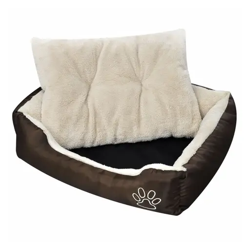 Krevet za pse s podstavljenim jastukom, smeđa i bež