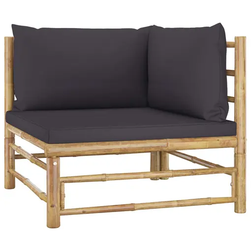 kutna vrtna sofa od bambusa s jastucima