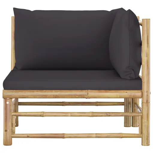 kutna vrtna sofa od bambusa s jastucima