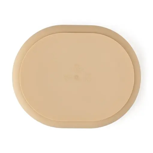 Silikonski ovalni tanjur s odjeljcima i vakuumom 6 m+ Take&Match Desert Sand