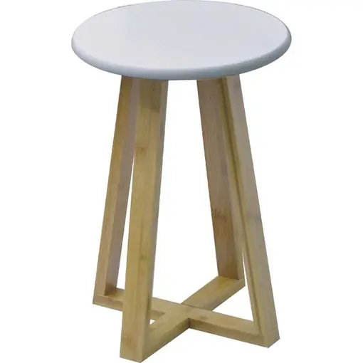stolica MDF s nogama od bambusa, bijela
