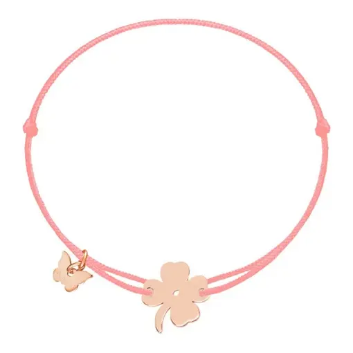 narukvica  Thread Silver Classic Collection Rose Gold Plated Clover on Peach Bracelet