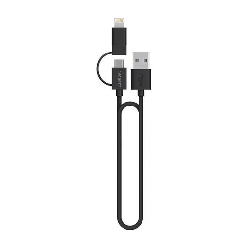 Kabel lightning + micro USB na USB-A, PVC, 1.0m, crni