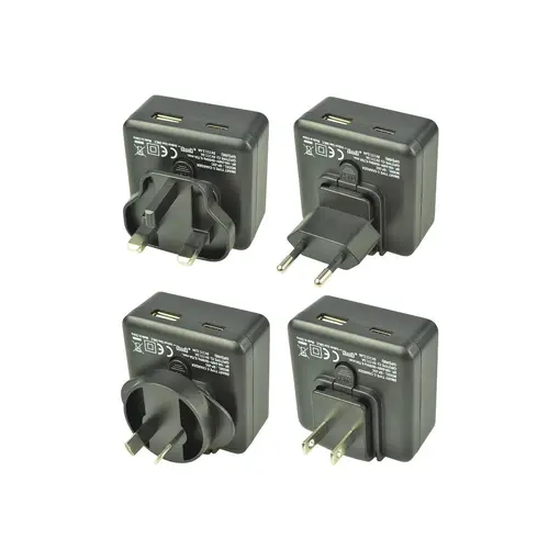 Travel Adapter Charger - Type-C/Type-A - 3A + 2.4A - Black