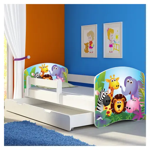 Zoo drveni dječji krevet s bočnom stranicom i ladicom