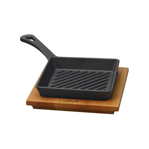 mini grill tava s drvenim podloškom