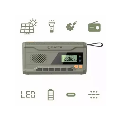 radio FM, AM, 3W, solarno+ručica+baterija+USB-C napajanje DYNAMO RDI401G