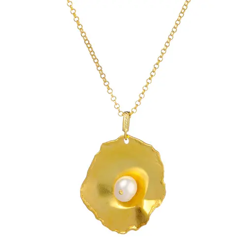 Antikna ogrlica sa biserom - Yellow gold pozlata 24K