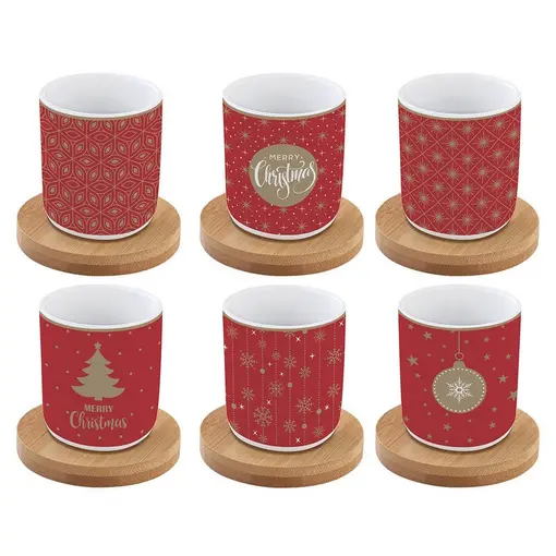 MERRY CHRISTMAS set od 6 espresso šalica s podmetačima u poklon pakiranju