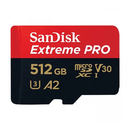 Extreme PRO microSDXC 512GB + SD adapter do 200MB/s & 140MB/sA2 C10 V30 UHS-I U3