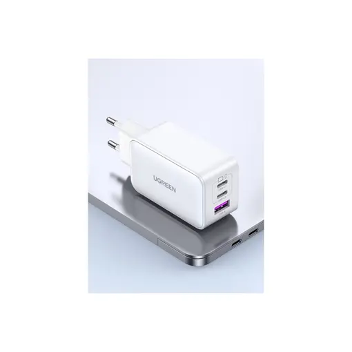 USB-A i 2x USB-C 65W GaN brzi punjač - kutija Bijela