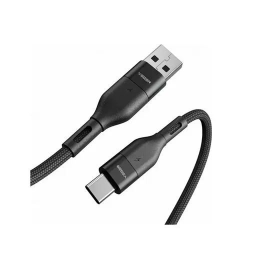 AC03 pleteni kabel USB-A na USB-C, 1,2m, crni