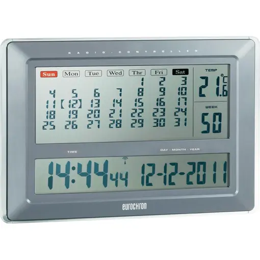 Veliki radijski kontrolirani zidni sat s kalendarom  EFWU 222,