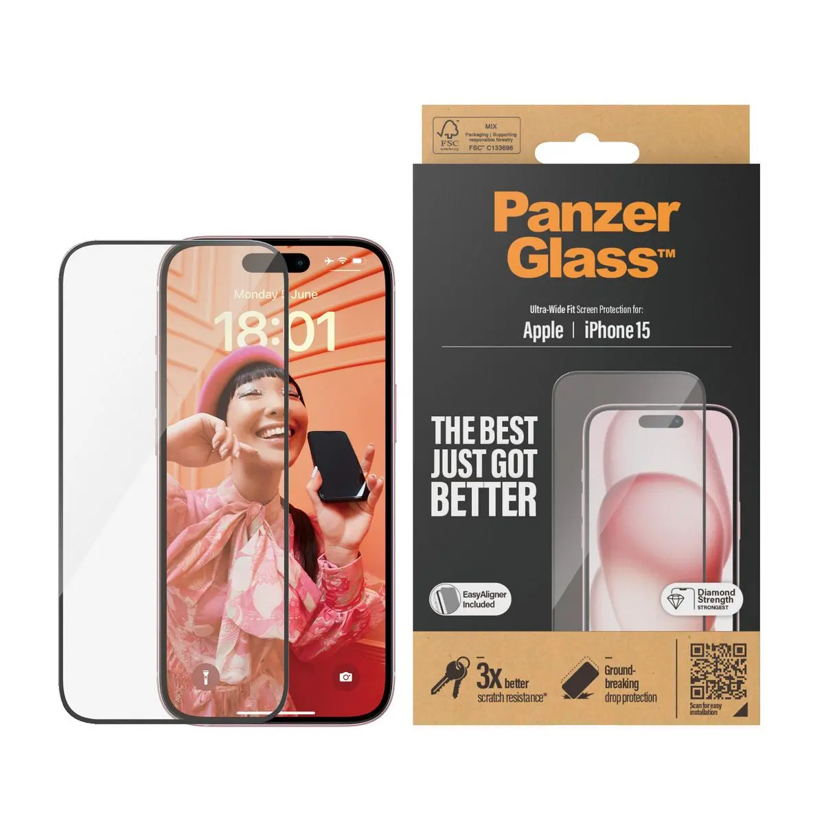 Panzerglass zaštitno staklo iPhone 15 ultra wide fit image