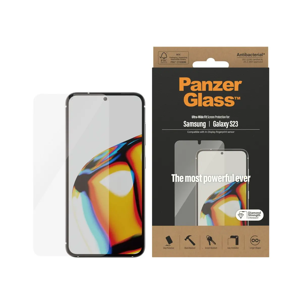 Panzerglass zaštitno staklo za Samsung Galaxy S23 ultra wide fit antibacterial image