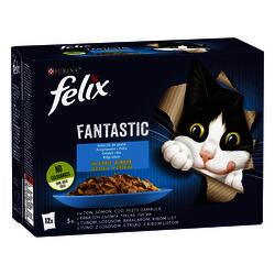 Felix Fantastic Hrana za mačke s tunom, lososom, bakalarom, ribom list 12x85 g 
