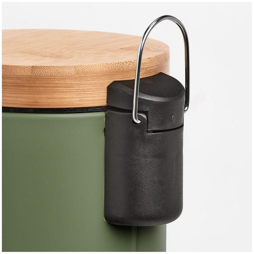 koš za smeće, metal/bambus, kadulja zelena, Ø 16,8x24 cm